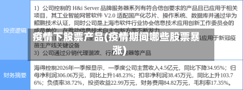 疫情下股票产品(疫情期间哪些股票暴涨)-第2张图片