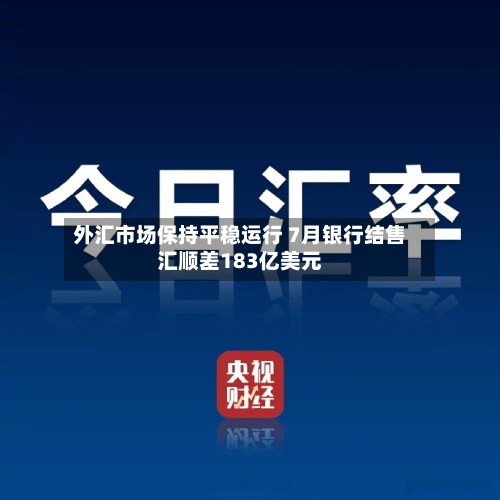 外汇市场保持平稳运行 7月银行结售汇顺差183亿美元-第2张图片