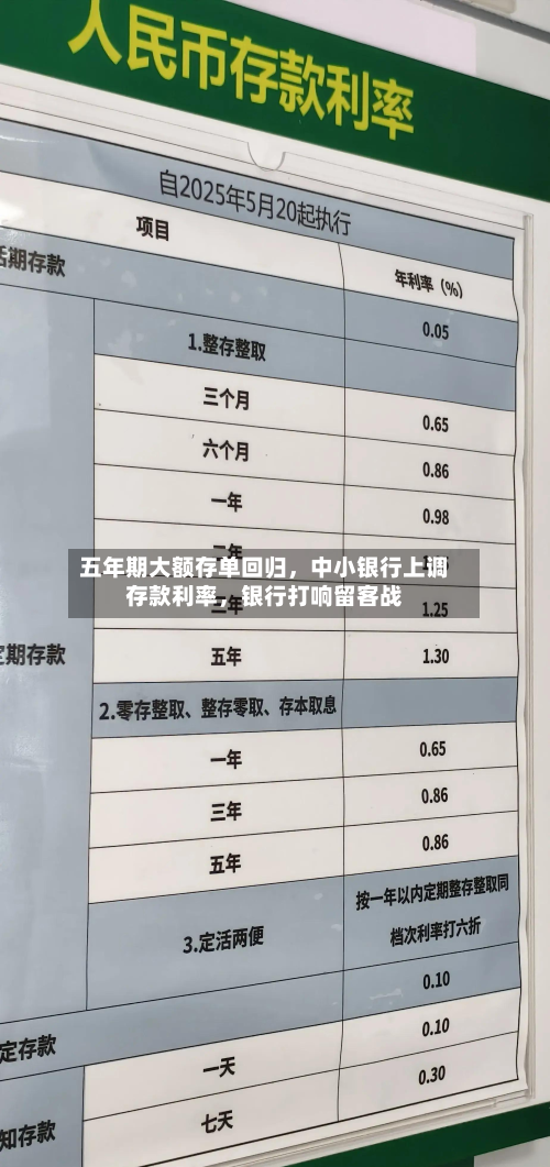 五年期大额存单回归,中小银行上调存款利率,银行打响留客战-第1张图片