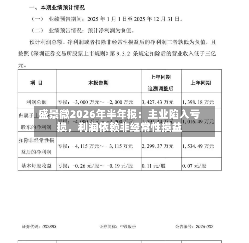 盛景微2026年半年报:主业陷入亏损,利润依赖非经常性损益-第2张图片