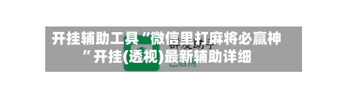 开挂辅助工具“微信里打麻将必赢神”开挂(透视)最新辅助详细-第2张图片