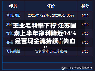 主业毛利率下行 江苏国泰上半年净利降近14% 经营现金流持续“失血”-第2张图片