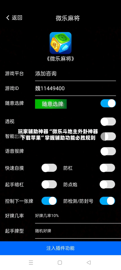玩家辅助神器“微乐斗地主外卦神器下载苹果”掌握辅助功能必胜规则-第3张图片