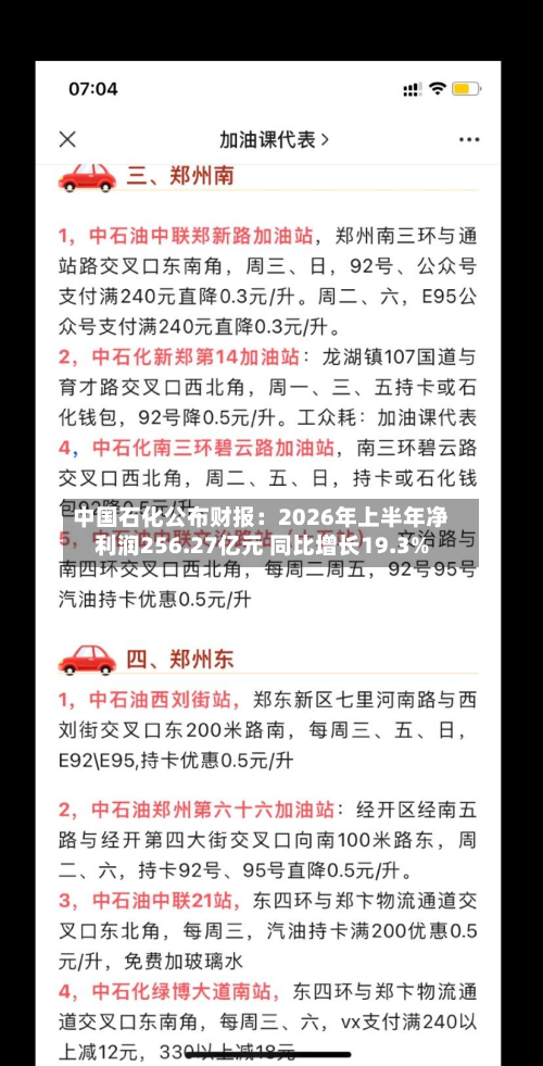 中国石化公布财报:2026年上半年净利润256.27亿元 同比增长19.3%-第1张图片