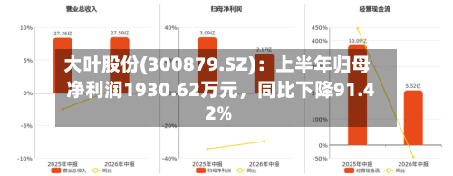 大叶股份(300879.SZ)：上半年归母净利润1930.62万元，同比下降91.42%